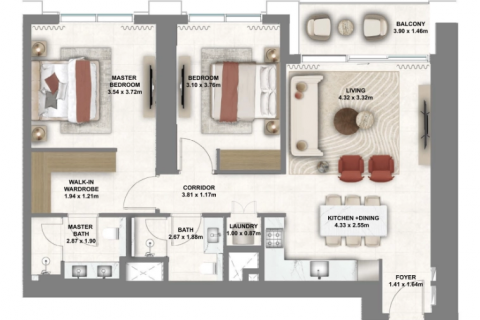 Apartament në Dubai, Emiratet e Bashkuara Arabe 2 dhoma gjumi, 106 m2. № 633181 - Foto 13