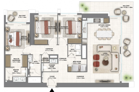 Apartament në Dubai, Emiratet e Bashkuara Arabe 3 dhoma gjumi, 170 m2. № 633182 - Foto 13