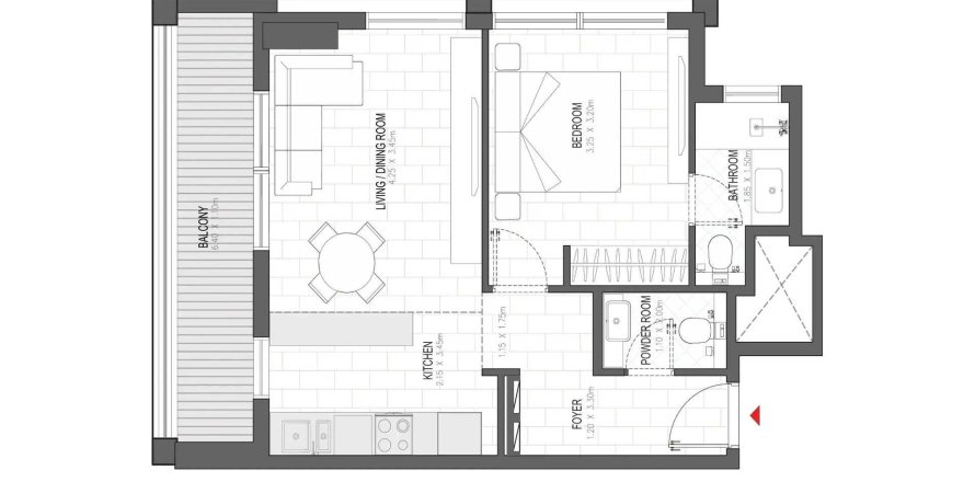 Apartmen di Eira Residence di Dubai Production City (IMPZ), UAE 1 bilik tidur, 65.03 meter persegi № 714090