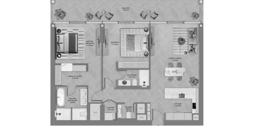 Квартира в The Row Saadiyat на Остров Саадият, Абу-Даби, ОАЭ 3 комнаты, 226.22м2 № 758055