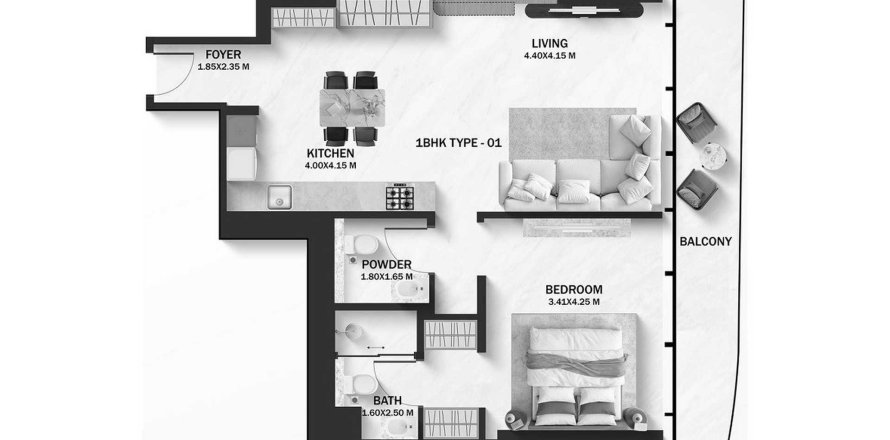 Korter asukohaga Azure Park Residences asukohaga Al Barsha, Dubai, AÜE: 1 magamistoaga, 71 m² Nr 694451