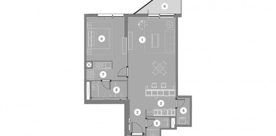 Byt v Takaya Symphony v Motor City, Dubai, SAE 1 ložnice, 82.96 m² Č.: 611465
