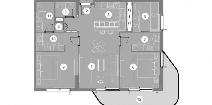 Byt v Takaya Symphony v Motor City, Dubai, SAE 2 ložnice, 118.17 m² Č.: 539645