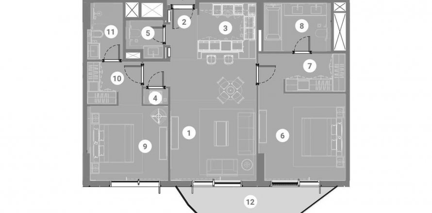 Byt v Takaya Symphony v Motor City, Dubai, SAE 2 ložnice, 117.62 m² Č.: 611466