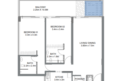 Müüa korter asukohaga Al Marjan Island, Ras Al Khaimah, AÜE: 1 toaline, 43 m² Nr 689900 - pilt 6