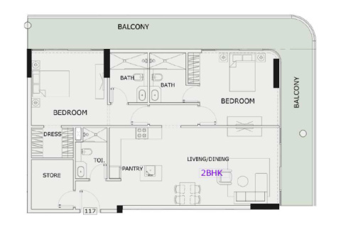 Apartament në Arjan, Dubai, Emiratet e Bashkuara Arabe 1 dhomë, 39 m2. № 732562 - Foto 4