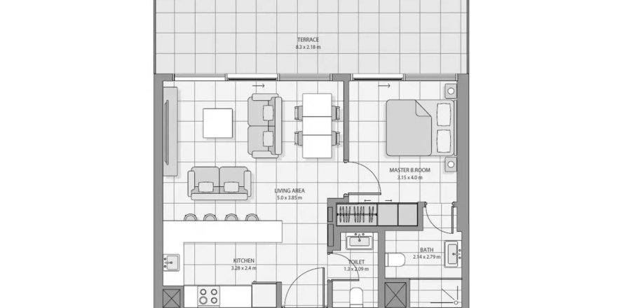 Apartament în Yas Island, Abu Dhabi, EAU 1 dormitor, 89.84 mp.  №758301