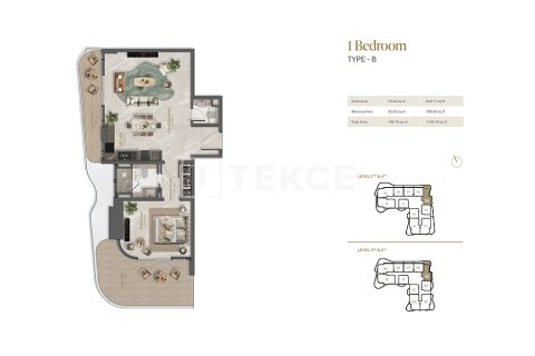 Huoneisto Al Marjan Island, Ras Al Khaimah, Arabiemiraatit 1 makuuhuone, 77 m2 № 695666 - kuva 29