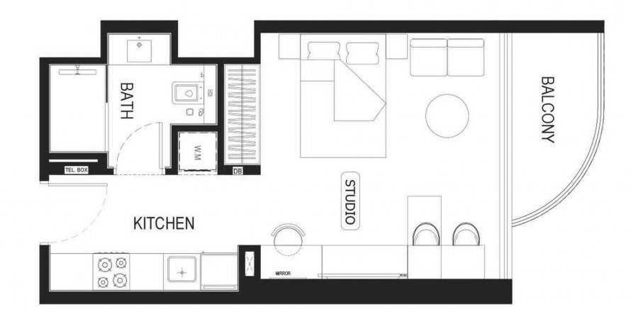 Byt v Binghatti Hillviews v Al Barsha, Dubai, SAE 35.87 m² Č.: 573885