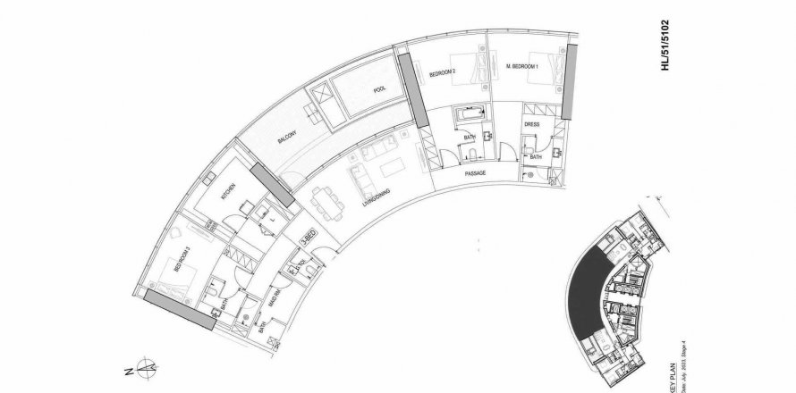 Apartment in HARBOUR LIGHTS in Maritime City, Dubai, UAE 3 bedrooms, 236.14 sq.m. № 307694