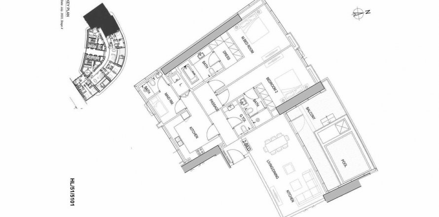 Leilighet i Maritime City, Dubai, Emiratene 2 soverom, 190.55 kvm nr. 307690