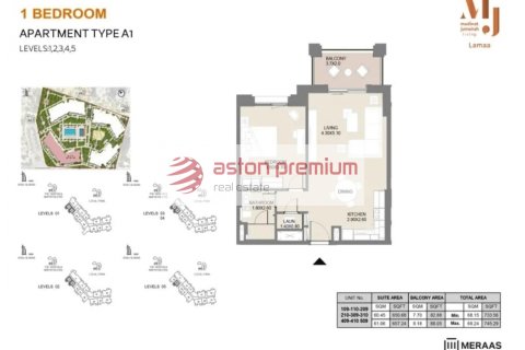 Appartamento in vendita a Umm Suqeim, Dubai, EAU 1 camera da letto, 69.2 mq. № 670273 - foto 11