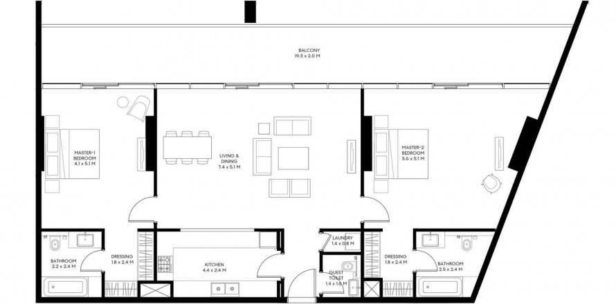 Byt v NESBA 3 v Muwaileh Commercial, Sharjah, SAE 2 ložnice, 179.02 m² Č.: 573054