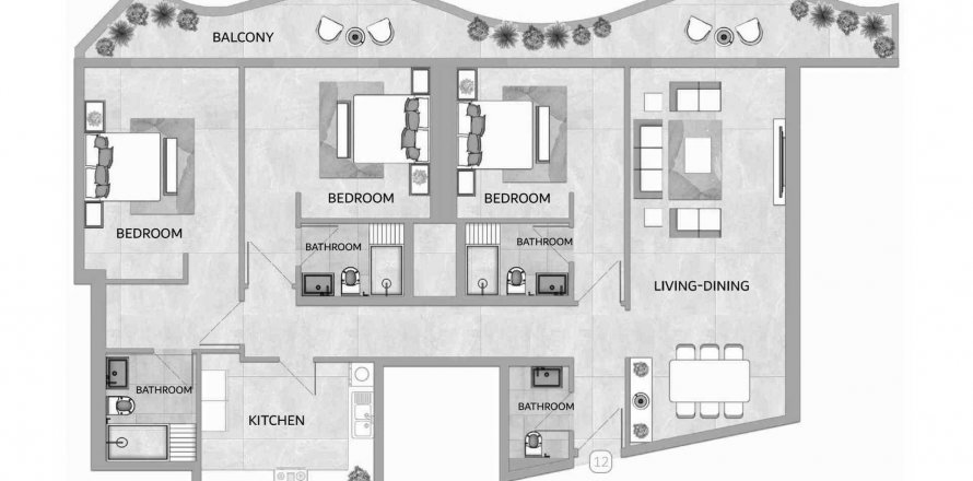 Byt v One 678 Residences v Al Helio, Ajman, SAE 3 ložnice, 172.45 m² Č.: 575979