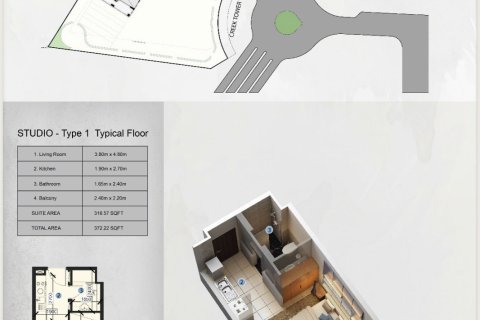 Wohnung zum Verkauf in Dubai Healthcare City, Dubai, VAE 1 Zimmer, 35 m2 Nr. 728643 - Foto 6