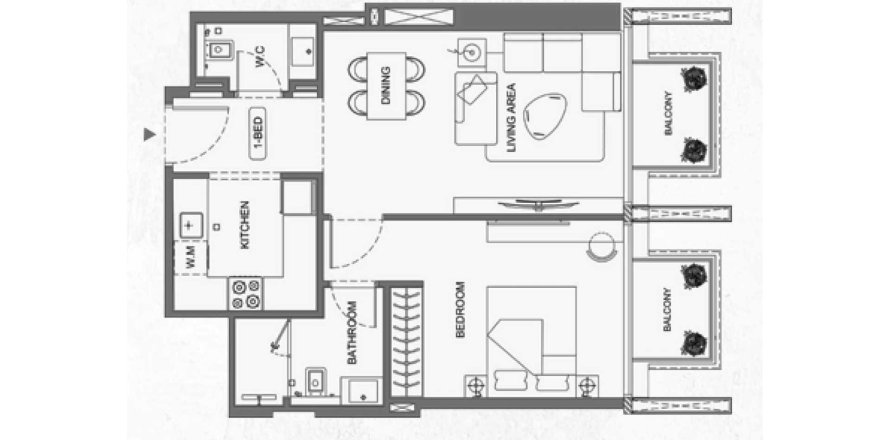 آپارتمان در Jumeirah Village Triangle، Dubai ، امارات متحده عربی 1 خوابه ، 60 متر مربع.  شماره 694442