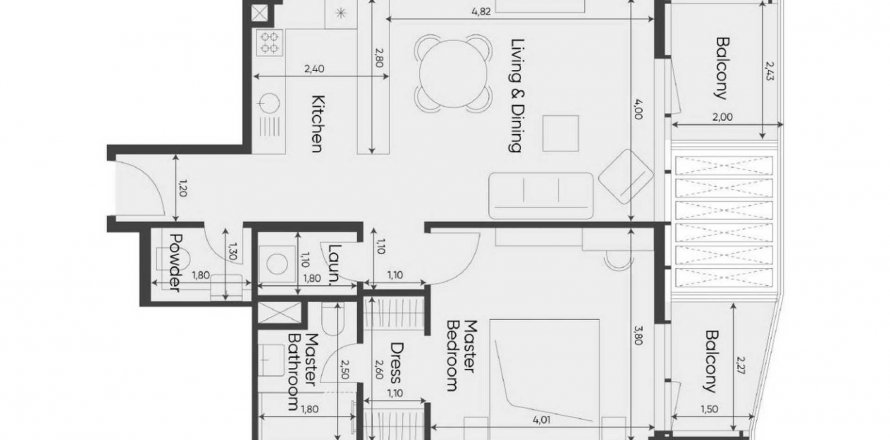 Квартира в Sea Legend One в Дубай, ОАЭ 2 комнаты, 80.27м2 № 616189