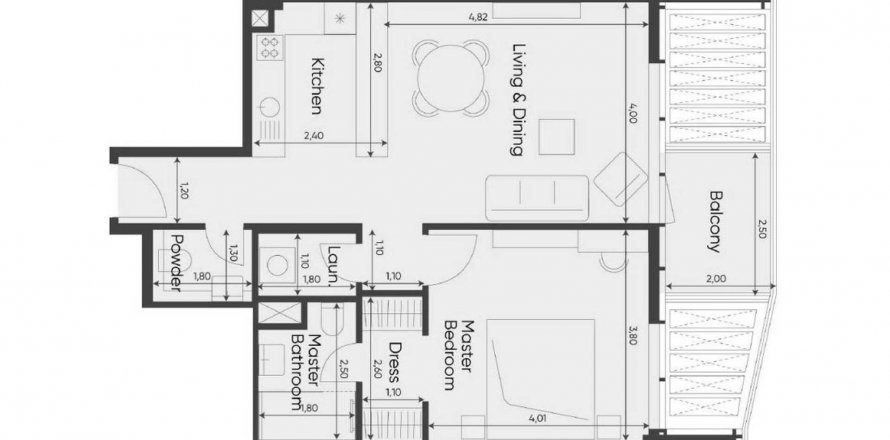 Квартира в Sea Legend One в Дубай, ОАЭ 2 комнаты, 74.79м2 № 616191