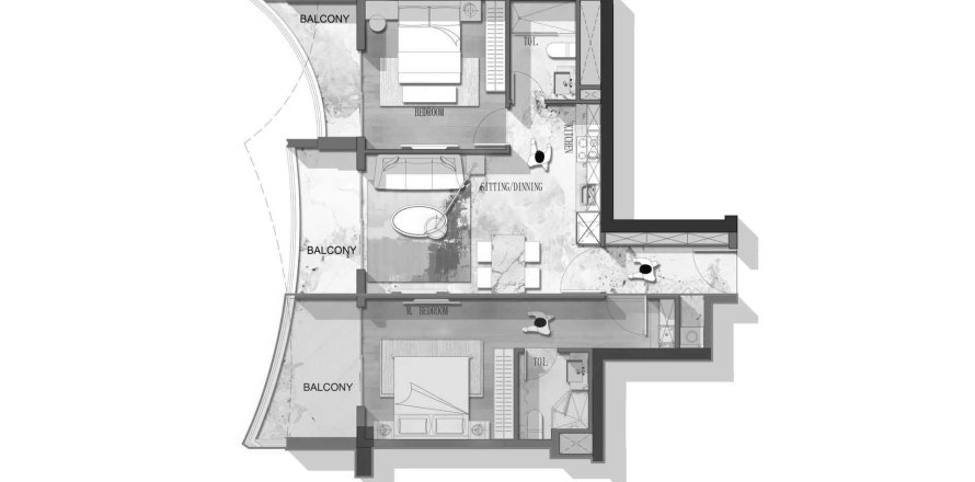 Lakás a Stamn Nautis Residences lakóparkban itt: Dubai, EAE, 2 hálószoba, 107.52 m², azonosító: 712454