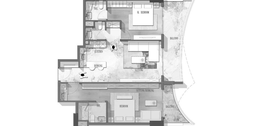 Lakás a Stamn Nautis Residences lakóparkban itt: Dubai, EAE, 2 hálószoba, 101.98 m², azonosító: 712455