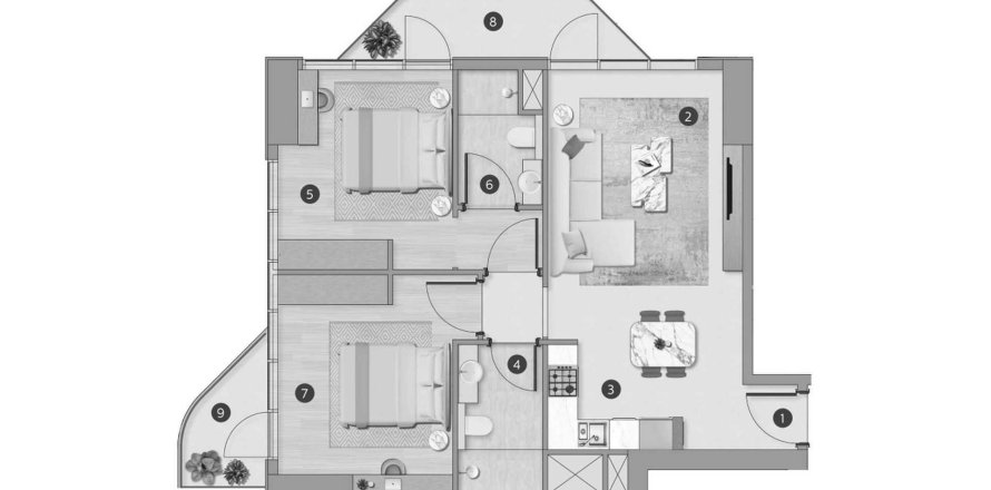 Appartamento a Dubai, EAU 2 camere da letto, 91.6 mq. № 647271