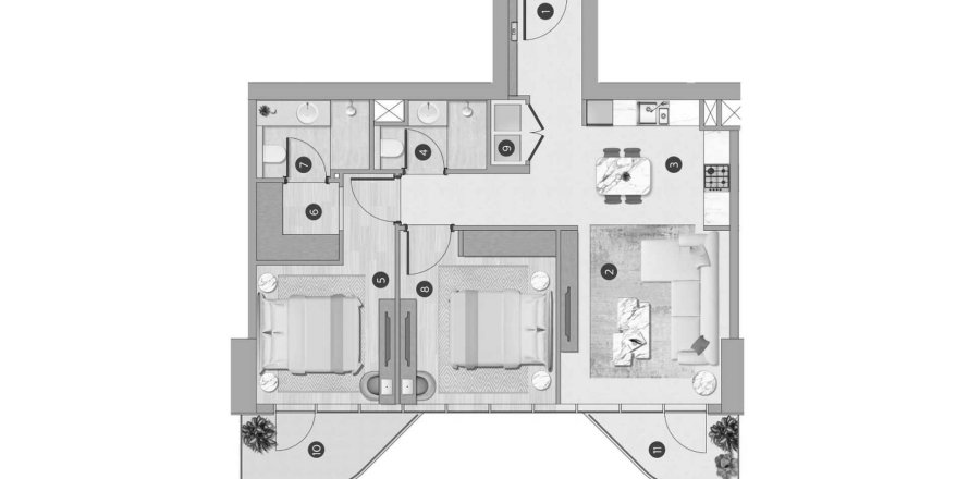 Appartamento a Dubai, EAU 2 camere da letto, 94.9 mq. № 647273