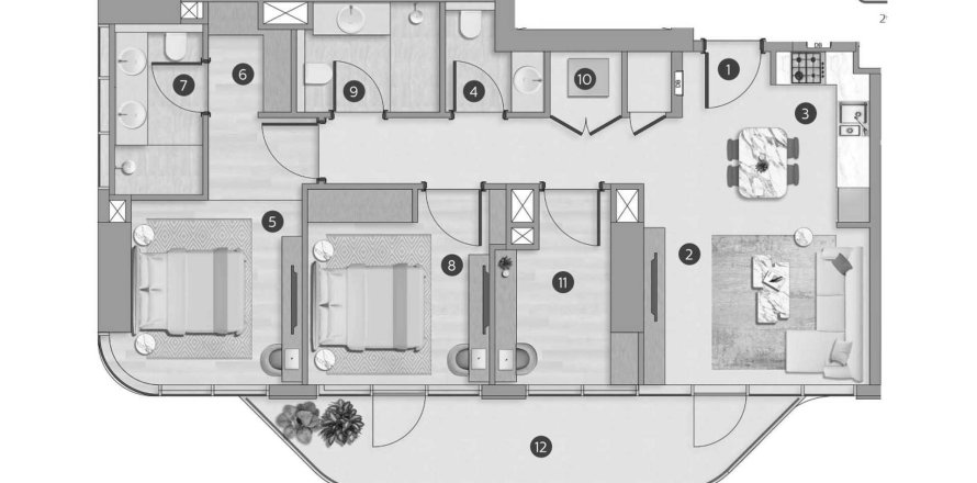 Apartment in Flora Shore Beachfront Residences in Dubai, UAE 2 bedrooms, 106.9 sq.m. № 647274