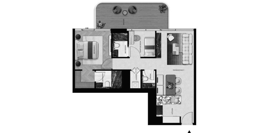 阿联酋 Dubai 公寓  1 卧, 96 平方米 , 编号 697222