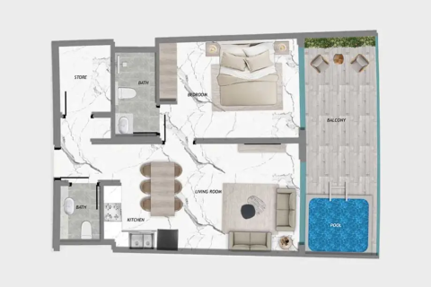 Byt v Barari Heights  v Majan, Dubai, SAE 1 pokoj, 36 m² Č.: 728588 - fotografie 15