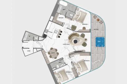 Byt v Barari Heights  v Majan, Dubai, SAE 1 pokoj, 36 m² Č.: 728588 - fotografie 17