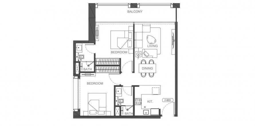 Квартира в Binghatti Twilight в Al Jaddaf, Дубай, ОАЭ 3 комнаты, 81.25м2 № 614907