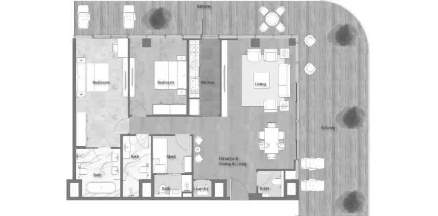 Apartment in YAS BEACH RESIDENCE on the Yas Island, Abu Dhabi, UAE 2 bedrooms, 194.35 sq.m. № 193661