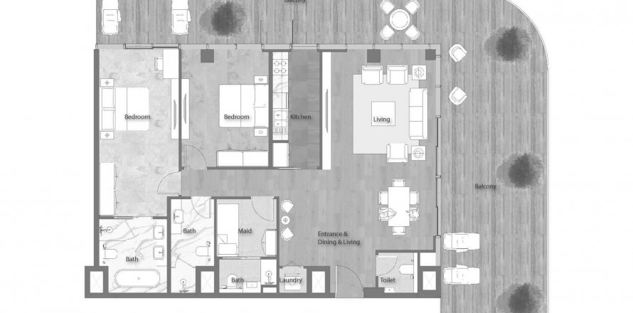 Apartment in YAS BEACH RESIDENCE on the Yas Island, Abu Dhabi, UAE 2 bedrooms, 201.78 sq.m. № 193663