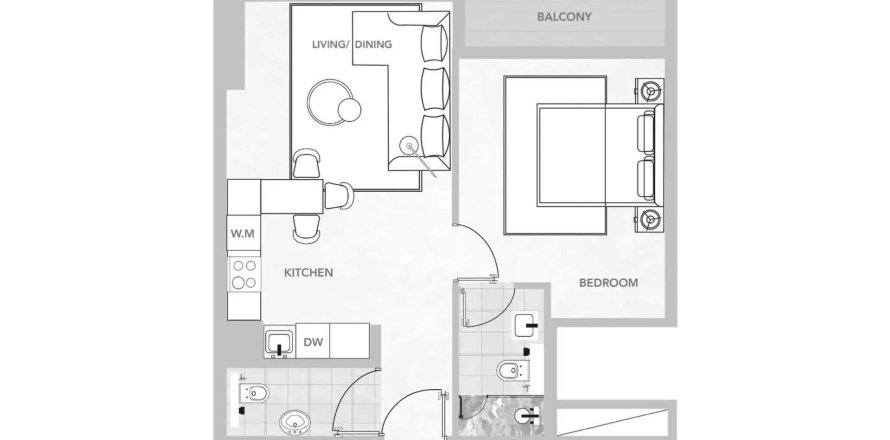 Apartamento Amazonia em Al Jaddaf, Dubai, EAU 1 quarto, 57.97 m2 № 702800