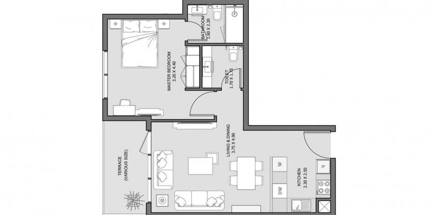 Dzīvoklis The District Al Reem Island, Abu Dhabijā, AAE 1 istaba, 63.45 m2 Nr. 579966