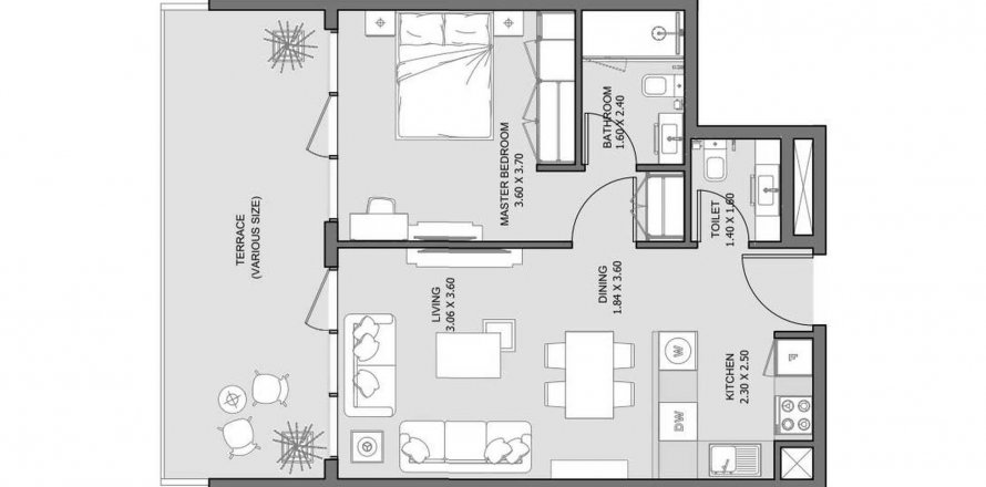 Appartement in Al Reem Island, Abu Dhabi, VAE 1 slaapkamer, 65.96 vr.m. nr 579965