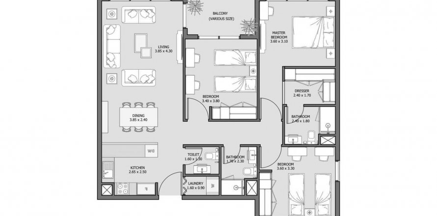 Dzīvoklis The District Al Reem Island, Abu Dhabijā, AAE 3 istabas, 119.84 m2 Nr. 579972