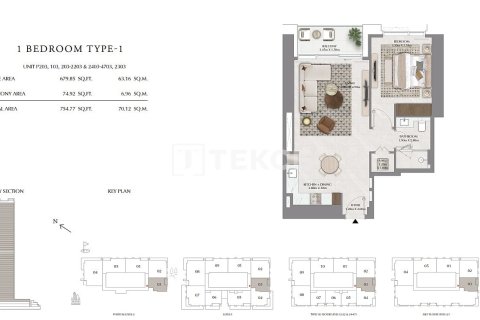 Apartmen di Dubai, UAE 1 bilik tidur, 70 meter persegi № 646106 - foto 13