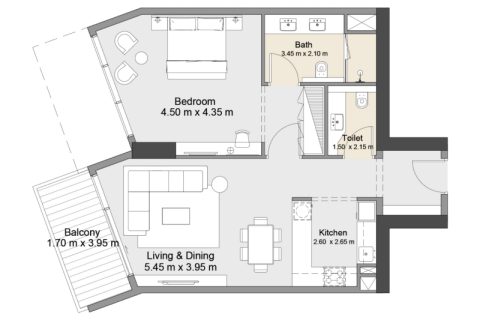 Dubai、UAE にあるマンション販売中 1ベッドルーム、74 m2、No689976 - 写真 5