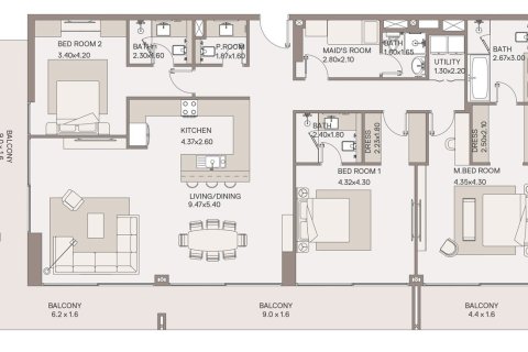 Apartament në Dubai, Emiratet e Bashkuara Arabe 1 dhomë gjumi, 105 m2. № 704555 - Foto 19