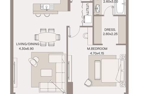Apartament në Dubai, Emiratet e Bashkuara Arabe 1 dhomë gjumi, 105 m2. № 704555 - Foto 15