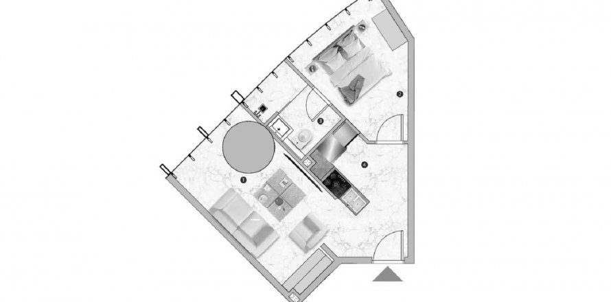 Apartament në Franck Muller Vanguard në Dubai Marina, Emiratet e Bashkuara Arabe 1 dhomë gjumi, 42.33 m2. № 573849