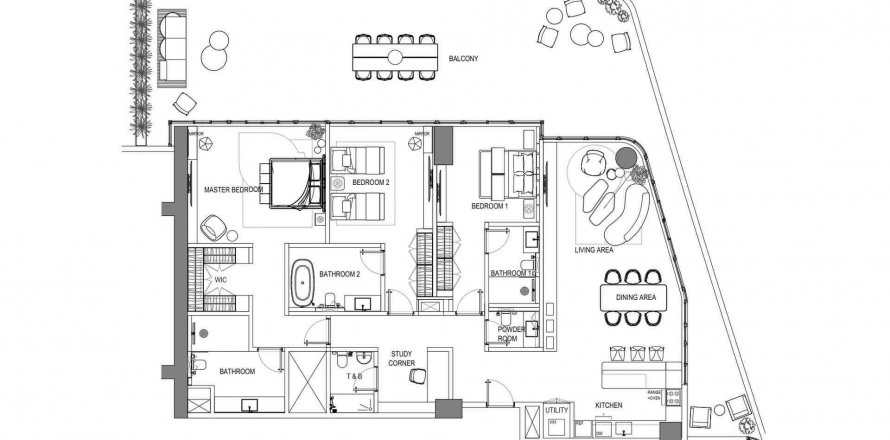 Byt v Fortune Bay Residences v Al Marjan Island, Ras Al Khaimah, SAE 3 ložnice, 267.34 m² Č.: 604265