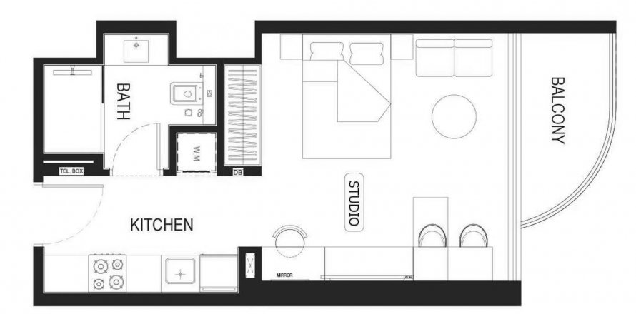 Apartment in Binghatti Hill Views in Al Barsha, Dubai, UAE 35.87 sq.m. № 565002