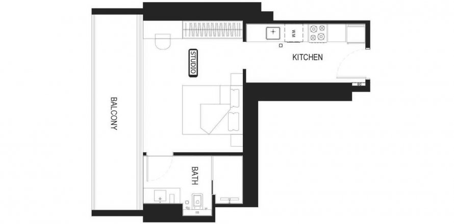 Apartment in Binghatti Hill Views in Al Barsha, Dubai, UAE 42.49 sq.m. № 565001
