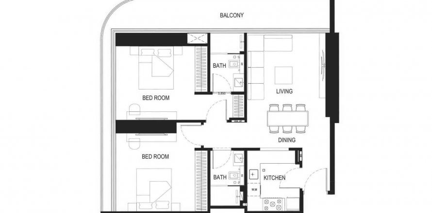 Apartment in Binghatti Hill Views in Al Barsha, Dubai, UAE 2 bedrooms, 103.64 sq.m. № 565005