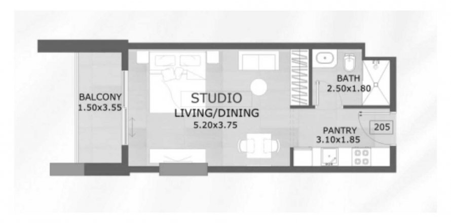 Byt v Floarea Grande v Arjan, Dubai, SAE 39.62 m² Č.: 578267