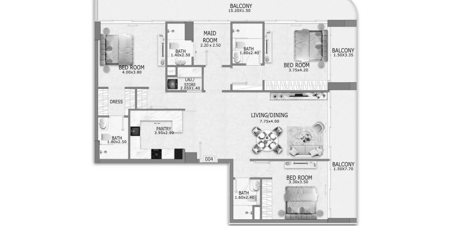 Квартира в Casa Altia в Al Furjan, Дубай, ОАЭ 4 комнаты, 176м2 № 694672