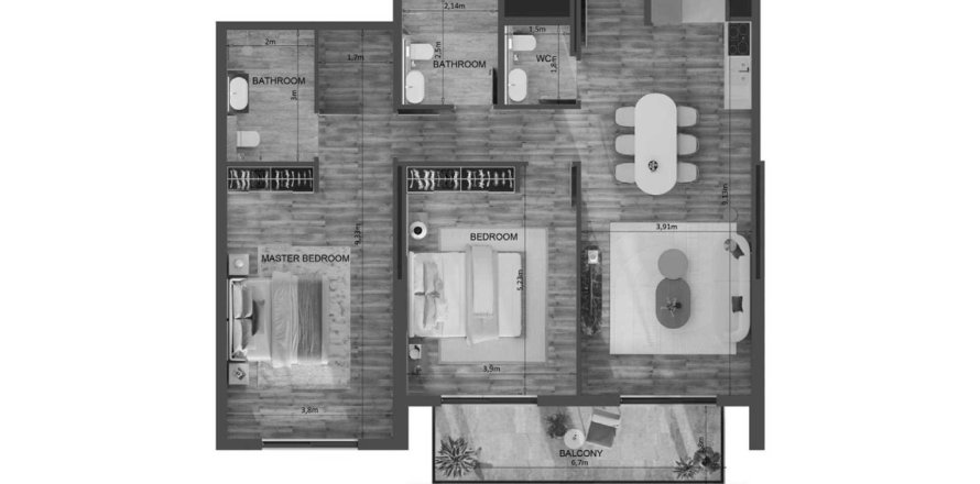 Квартира в Mayfair Residence в Джумейра Вилладж Серкл, Дубай, ОАЭ 3 комнаты, 133.5м2 № 657137