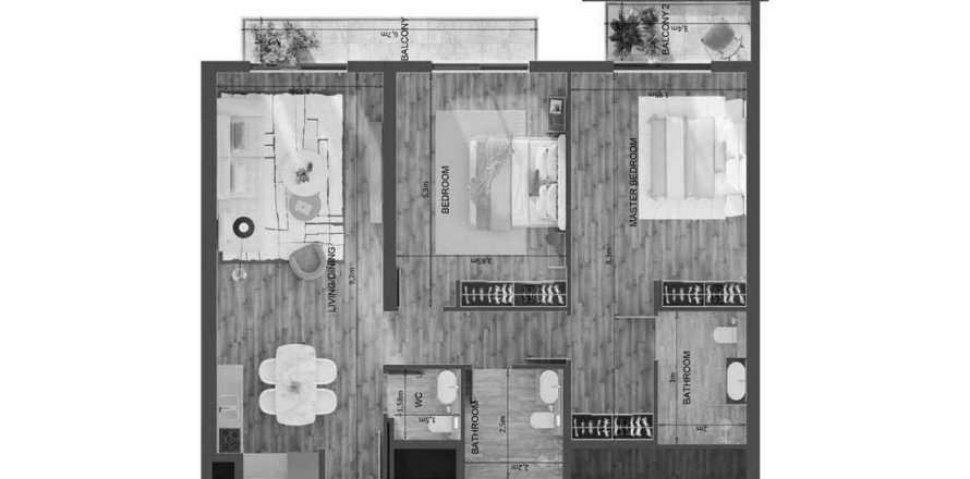 Квартира в Mayfair Residence в Джумейра Вилладж Серкл, Дубай, ОАЭ 3 комнаты, 111м2 № 657135